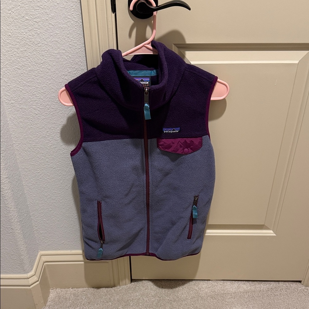 Patagonia Purple and Gray Fleece Vest XS